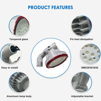 50W 60W 70W বিস্ফোরণ প্রতিরোধী আলো ফিক্সচার অ্যালুমিনিয়াম ATEX ল্যাম্প