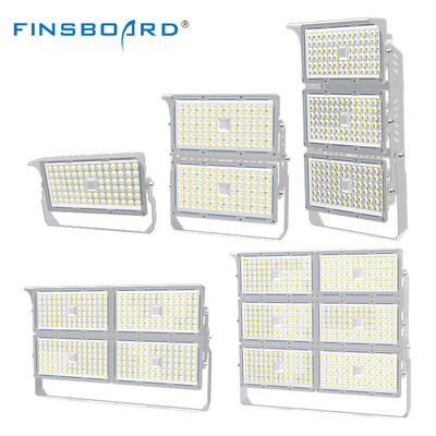 মডুলার এলইডি ফ্লাডলাইট অ্যাডজাস্টেবল ব্র্যাকেট অ্যালুমিনিয়াম খাদ ল্যাম্পের দেহ এবং স্টেডিয়াম আলোকসজ্জার জন্য ফিন-আকৃতির তাপ ছড়িয়ে দেওয়ার সাথে