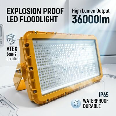 600W বিস্ফোরণ প্রমাণ LED ফ্লাড লাইট ATEX ন্যারো বিম 60° লং-রেঞ্জ টাওয়ার চিমনি 72000lm IP66 ডাই-কাস্ট অ্যালুমিনিয়াম ADC12