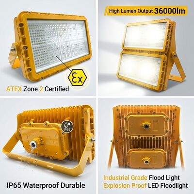 600W বিস্ফোরণ প্রতিরোধী এলইডি বন্যা আলো ATEX জোন 21 জোন 22 ধুলো প্রতিরোধী অ্যান্টি-স্ট্যাটিক 78000lm আইপি 66 অ্যালুমিনিয়াম আলো