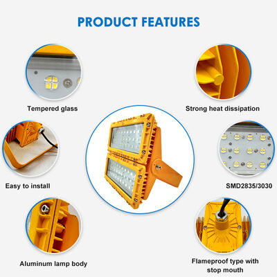 600W LED বিস্ফোরণ প্রতিরোধী বন্যা আলো 60° অফশোর FPSO প্ল্যাটফর্ম ATEX IIB T6 IP65 RFEPL8280 আলো
