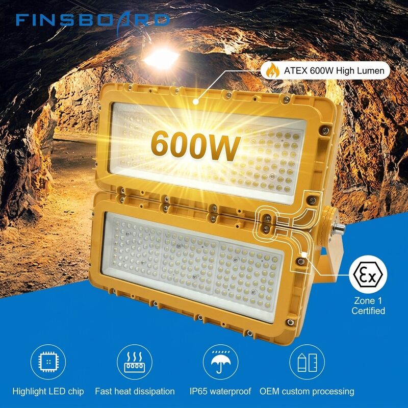 600W LED বিস্ফোরণ প্রমাণ ফ্লাড লাইট ATEX IIB T6 IP65 RFEPL8280 60° বিম LUMILEDS